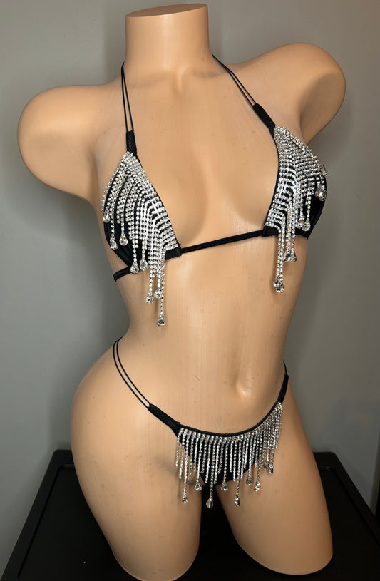 Rhinestone Fringe Two Piece Set