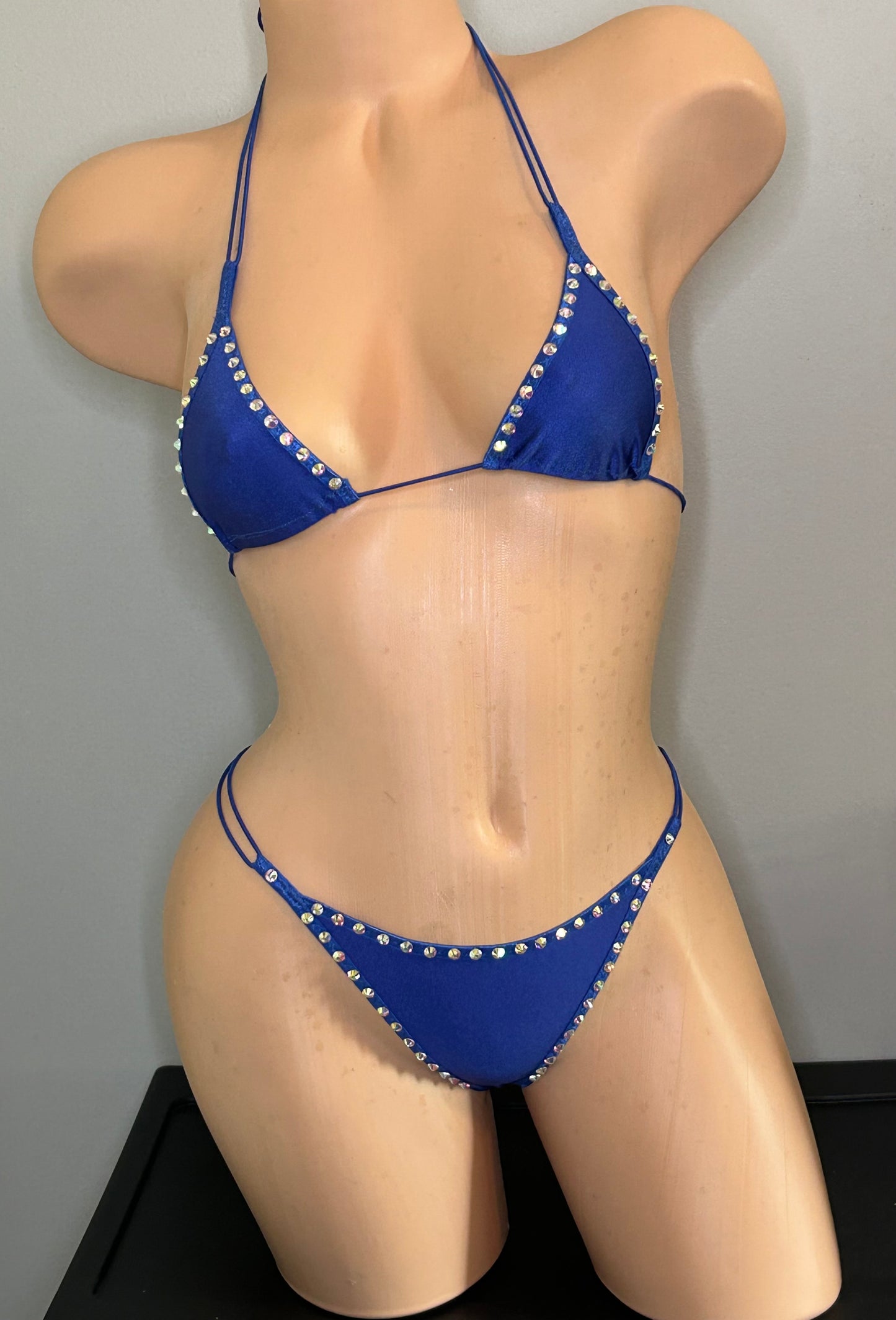 Royal Blue Three Piece Fishnet Crop Top
