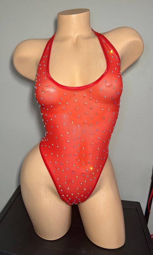 Red Mesh One Piece