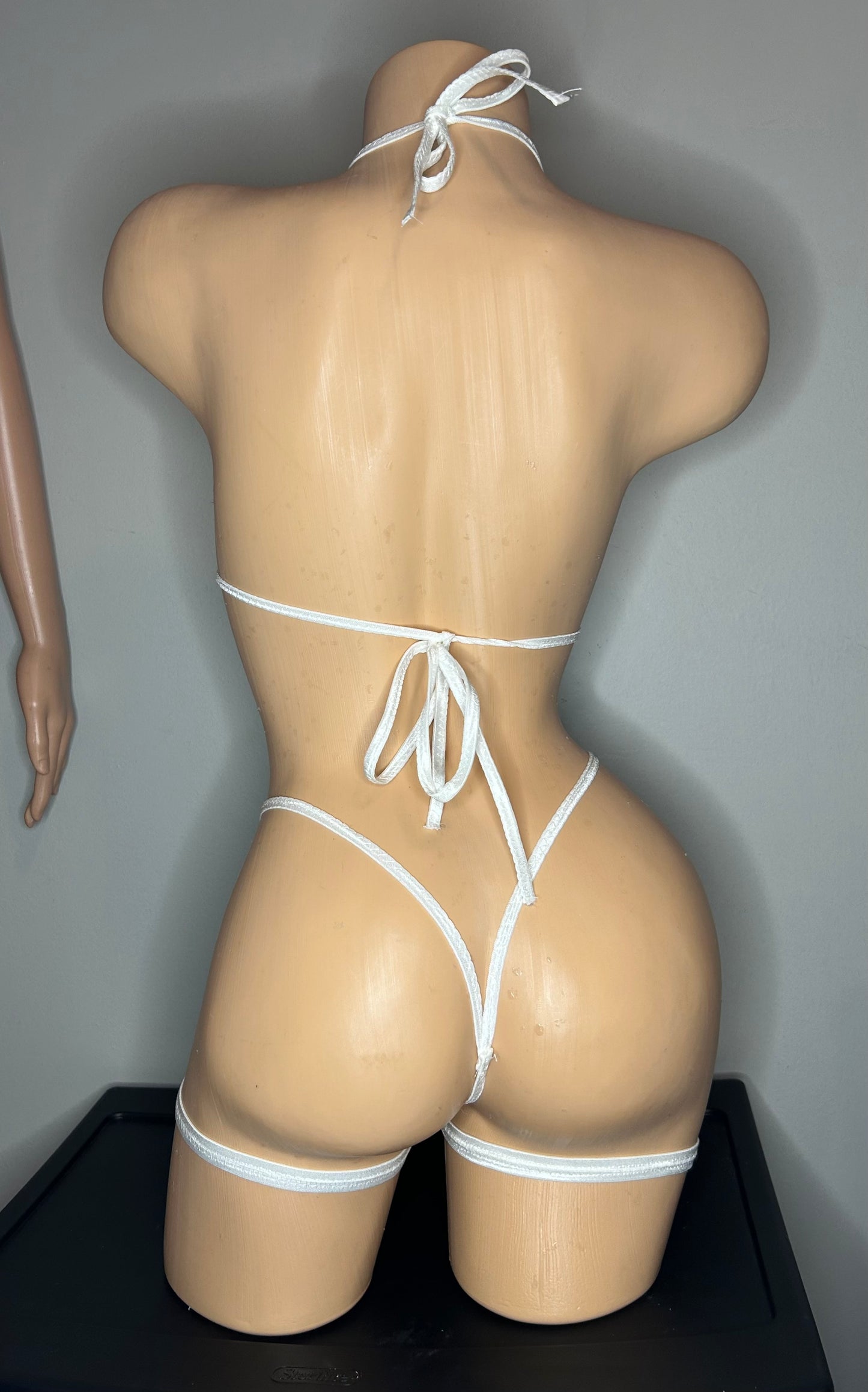 White Mesh Top Set with Leg Garters