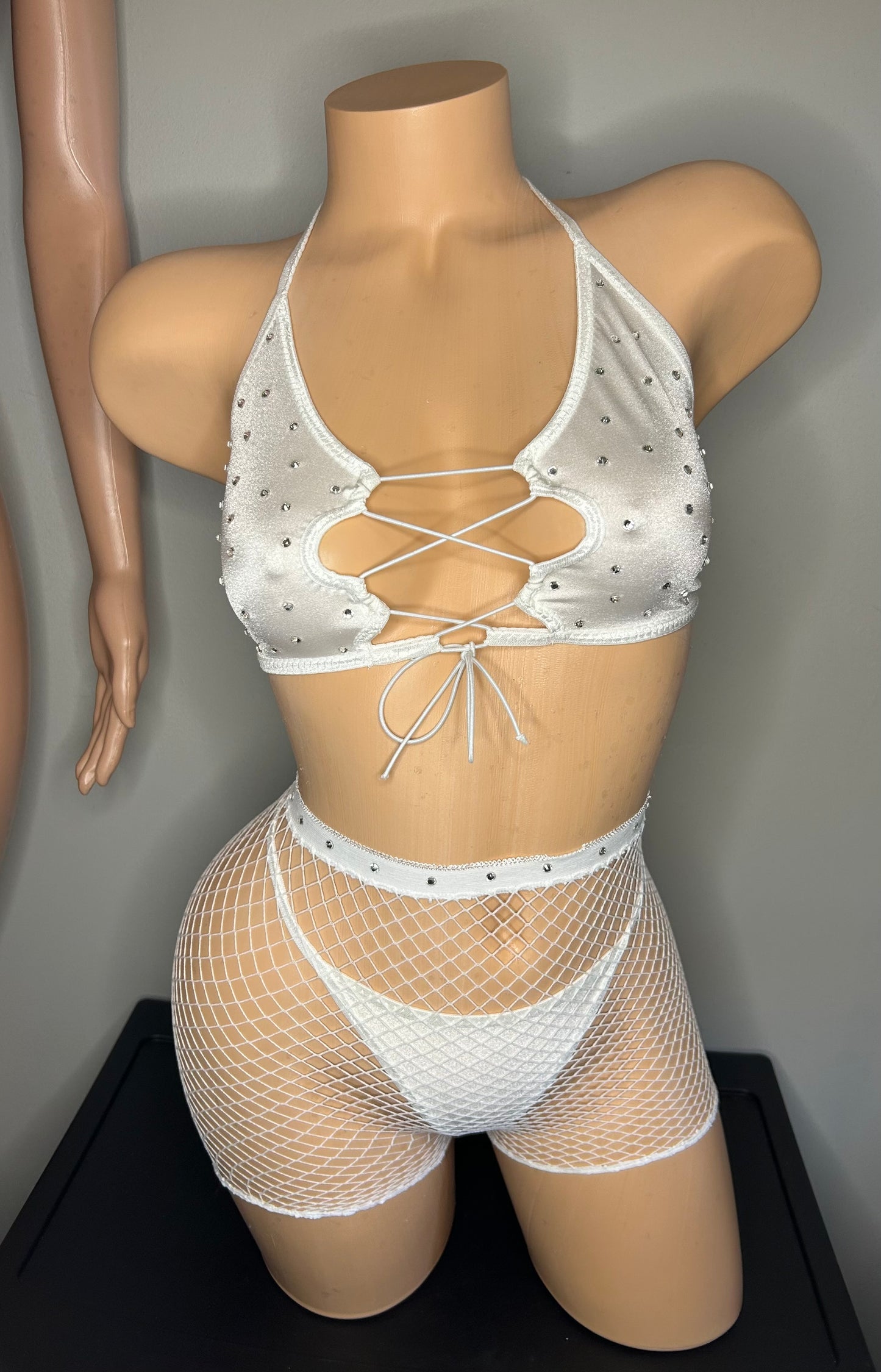 White Three Piece Short Set